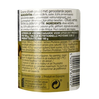 Delhaize | Olives | Vertes | Poivron grillé 