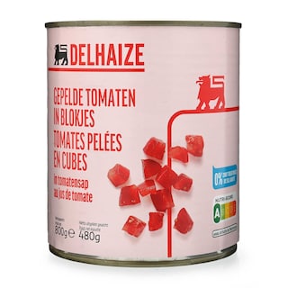 Delhaize | Tomates | Pelées | Cubes 800 gr