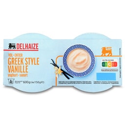 Delhaize | Yaourt | A la grecque | Entier | Vanille 4 x 150 gr