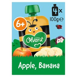 Olvarit | Knijpzakje | Appel Banaan | 6M 4 x 100 gr