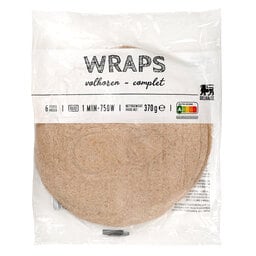 Delhaize | Wraps | Volkoren | 6ST | Zonder lactose 370 gr