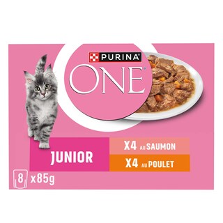 Purina ONE | Aliment Chat | Chaton | Pâté | Saumon 8 x 85 gr