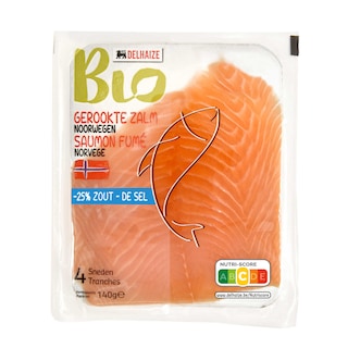 Delhaize | Bio | Saumon | Fumé | -25% de sel | Bio 140 gr
