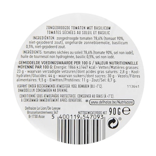 Delhaize | Gedroogde Tomaten | Met Basilicum 90 gr