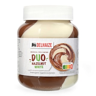 Delhaize | Pâte à tartiner | Duo | Blanc & noisettes 