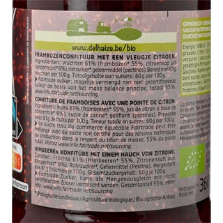 Delhaize | Bio | Confituur | Framboos | Extra | Bio | Ft 360 gr