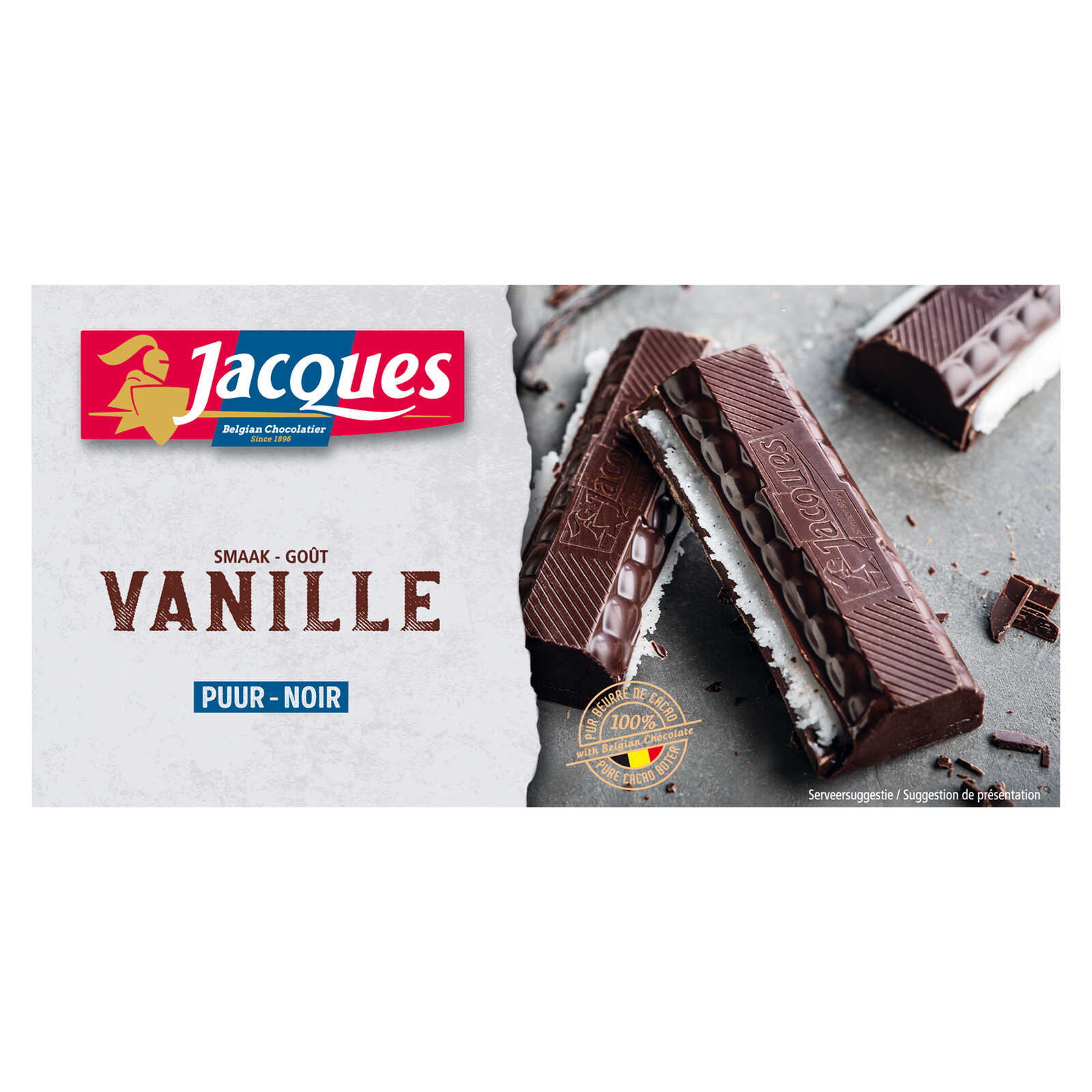 Jacques Chocolade | Puur- vanille vulling | Tablet