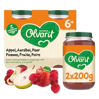 Olvarit | Fruitpap | Aardbei Appel Peer | 6M 