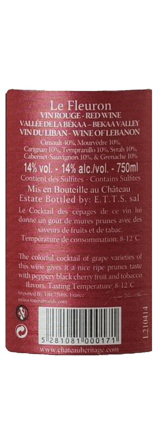 Liban - Libanon | Bekaa Valley | Le Fleuron 2012 Rouge 