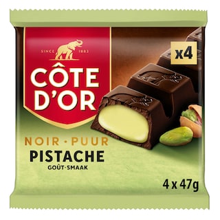 Côte d'Or | Chocolade Reep | Pure Chocolade | Pistache 4 x 47 gr