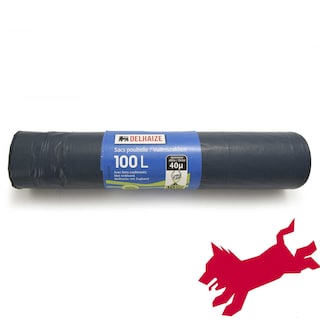 Delhaize | Sacs poubelles | 100l | Liens coulissants 10 pc