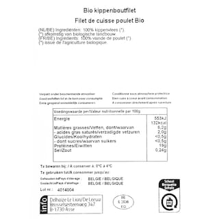 Delhaize | Bio | Filet de cuisses | Poulet | Bio +/- 375 gr