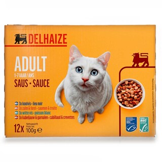 Delhaize | Aliment chat | Sauce | Adult | Mix poisson 12 x 100 gr