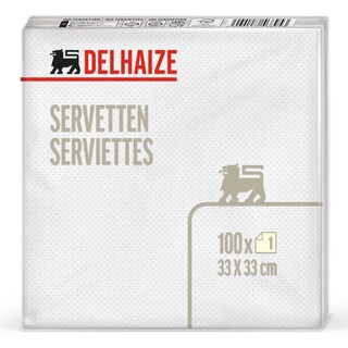 Delhaize | Servetten | Wit | 1 laag | 33x33cm 100 st