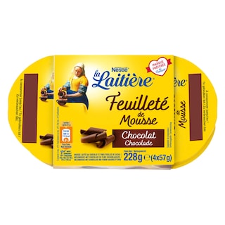 La Laitière | Mousse | Chocolat | Feuilletes chocolat noir 4 x 57 gr