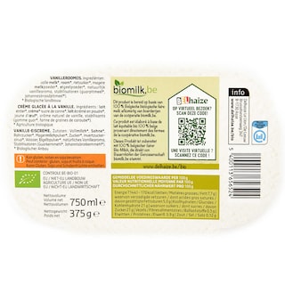 Delhaize | Bio | Vanille | Roomijs | Bio 