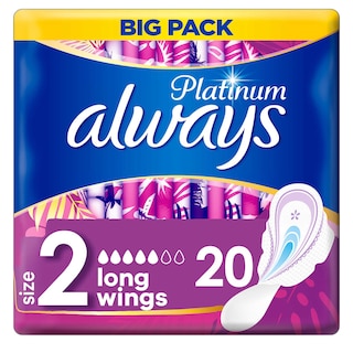 Always | Platinium | Serviettes | Long | Ailettes | 2pack 