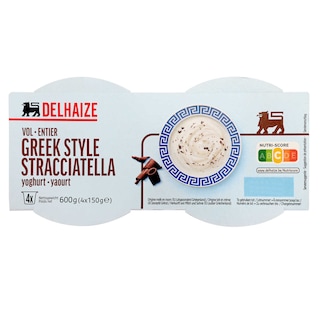Delhaize | Yoghurt | Griekse stijl | Vol | Stracciatella 4 x 150 gr