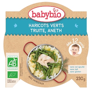 Babybio | Repas | Haricots verts Truite | 12M | Bio 230 gr