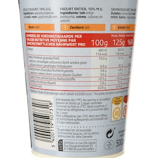 Delhaize | Yaourt | Turque | 10% m.g. 
