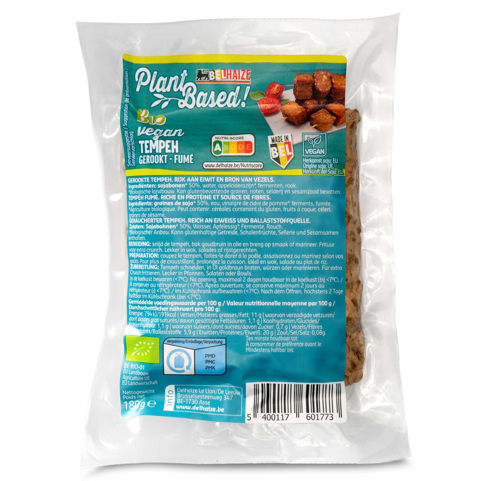 Delhaize Tempeh | Gerookt | Vegan | Bio