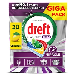 Dreft | Platinum Miracle | Capsules lave-vaisselle | Citron 20 pc