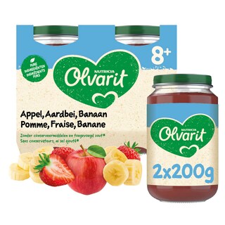 Olvarit | Fruitpap | Appel Aardbei Banaan | 8M 2 x 200 gr