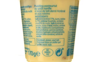 Delhaize | Pudding | Vanille-Raisins | 2+1 gratuit 