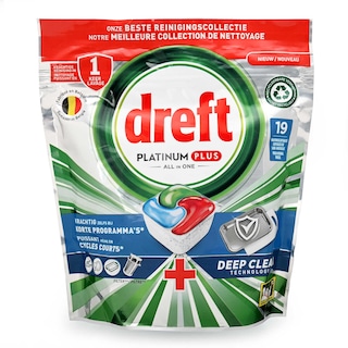 Dreft | Platinum | 19 Vaatwastabletten | ADW | Plat+ | Deep Clean 
