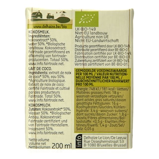 Delhaize | Bio | Coco | Lait | Bio 