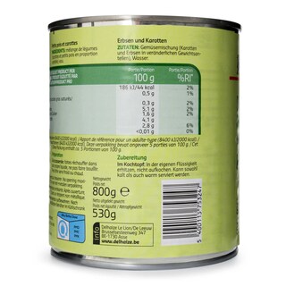 Delhaize | Erwten - Wortelen 530 gr