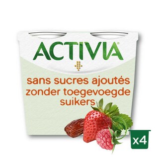 Activia | Yaourt | Sans sucres ajoutés | Fraise-framboise-datte 