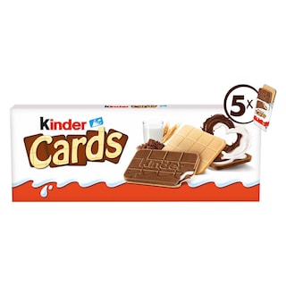 Kinder | Cards | Koekje | Melk | Cacao | Wafel | 5 stuks 