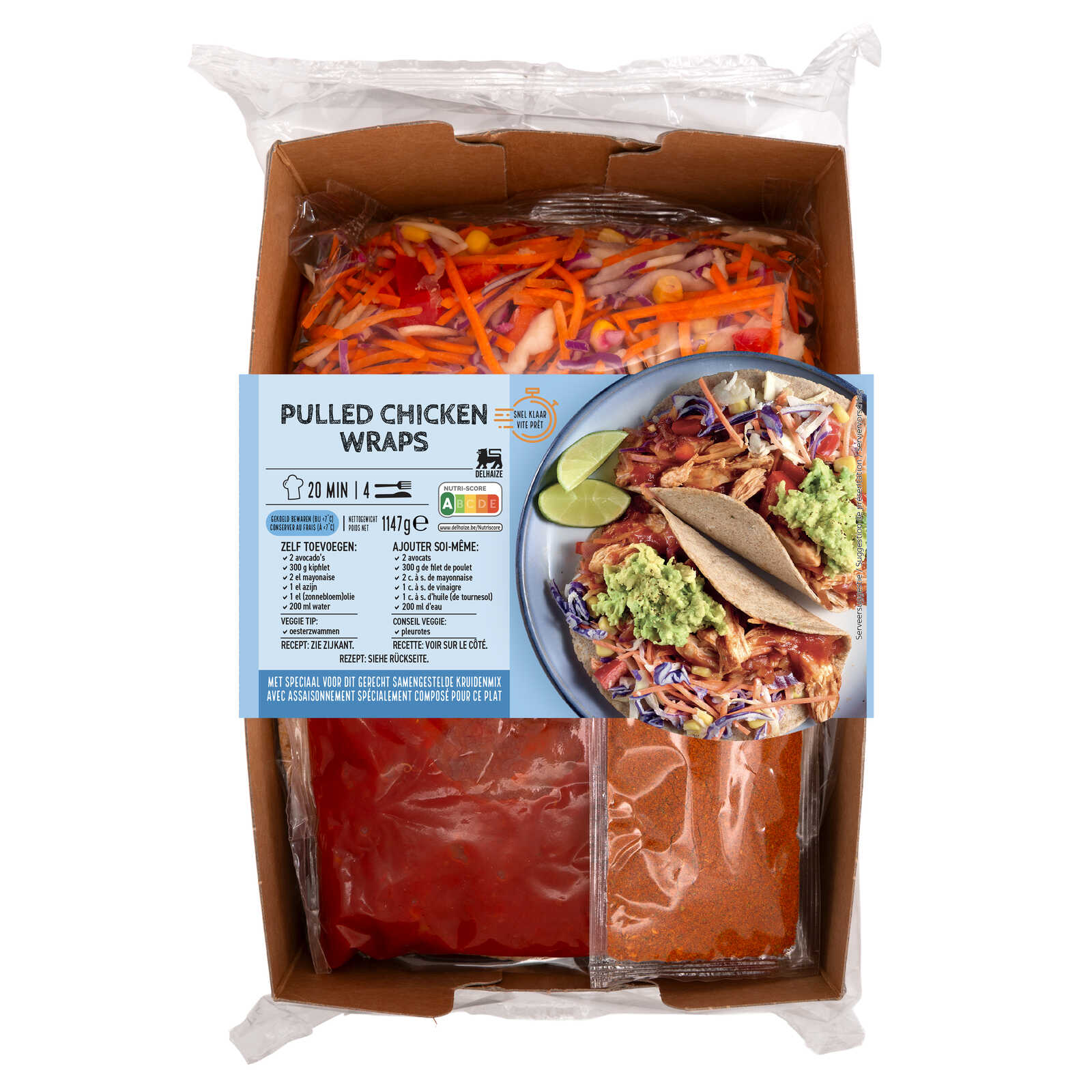 Delhaize Maaltijdbox | Pulled chicken wrap