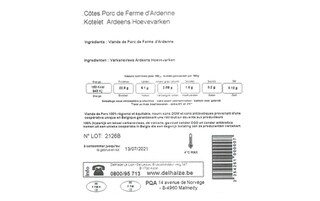 Delhaize | Kotelet | Hoevevarken | Ardens 