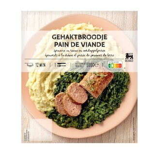 Delhaize | Gehaktbroodje | Roomspinazie 