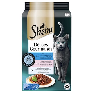 Sheba | Aliment chat | Pâtée | Mix poisson | Riz 6 x 50 gr
