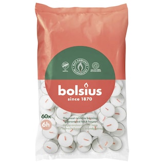 Bolsius | Bougies | Chauffe-plat | Blanc | 6 heures 60 pc