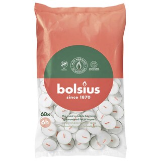 Bolsius | Kaarsen | Theelichten | Wit | 6 uur 60 st