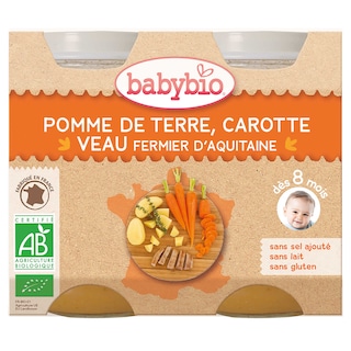 Babybio | Repas | Pomme de terre Carotte Veau | 8M | Bio 400 gr