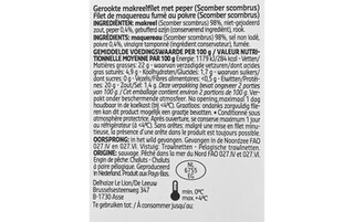 Delhaize | Filet de maquereau | Fumé | Poivre +/- 200 gr