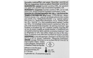 Delhaize | Makreelfilet | Gerookt | Peper 