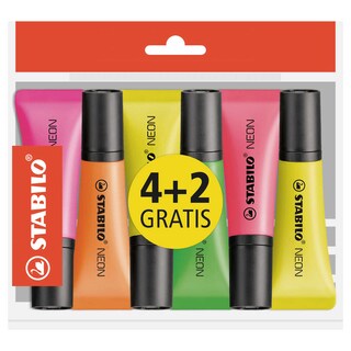 Markeerstiften | Neon | 4+2 gratis