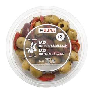 Delhaize | Olijven chilipepertjes & basilicum 