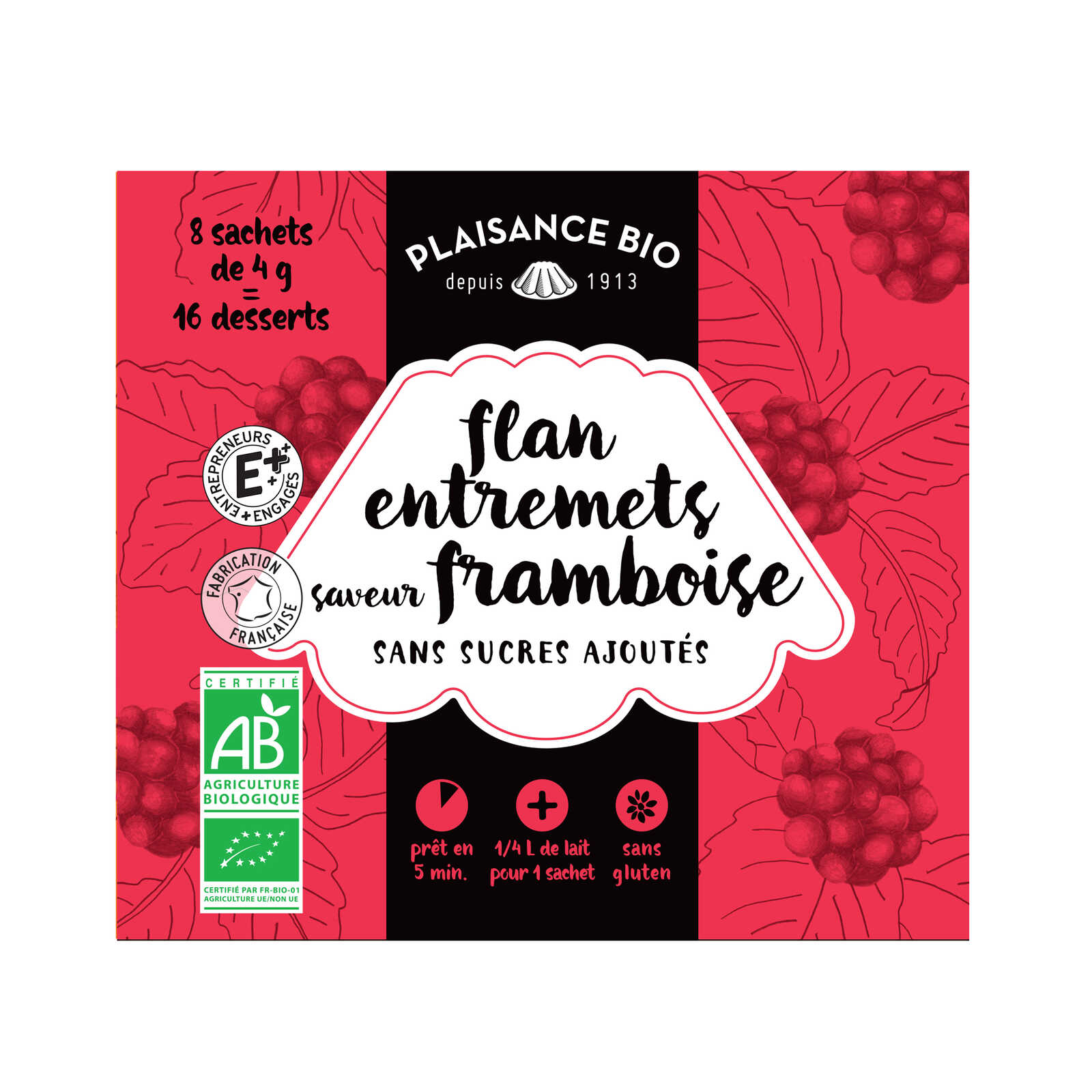 Plaisance Bio | Flan | Framboise | Mix | Bio | Fairtrade 