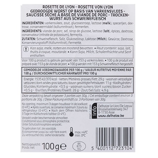 Delhaize | Pure varkensrosette | Sneetjes 100 gr