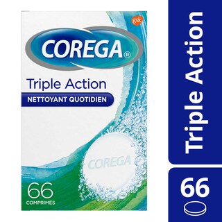 Corega | Reiniger voor Gebitsprothese | Triple Action 66 st