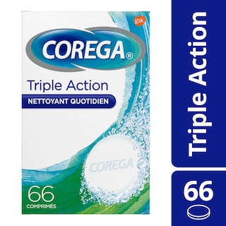 Corega | Reiniger voor Gebitsprothese | Triple Action 