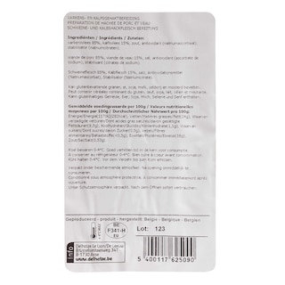 Delhaize | Gehaktbereiding | Varken-Kalf | Zonder kruiden 300 gr