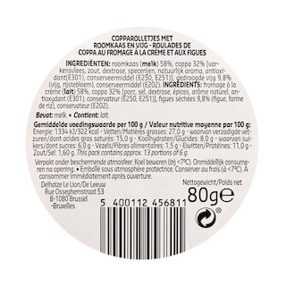 Delhaize | Roulades de coppa au fromage crémeux et aux figues 